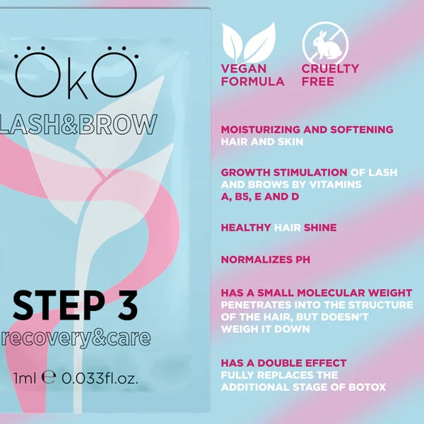 Step 3 para lifting e brow lamination OKO Lash&Brow, CARE & RECOVERY, 5 saquetas