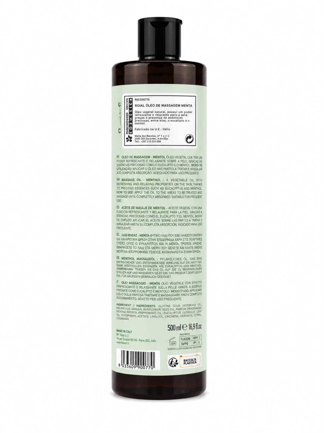 Óleo de massagem - menta - 500ml
