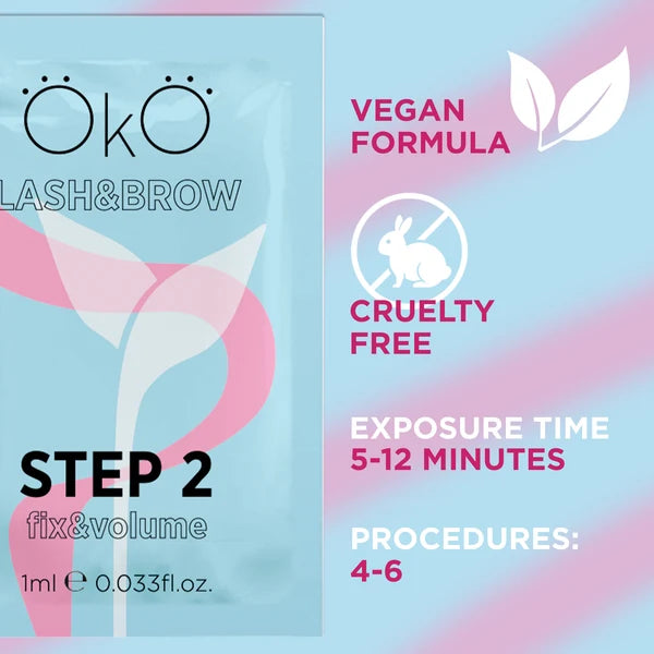 Step 2 para Lifting e brow lamination OKO Lash&Brow STEP 2 FIX & VOLUME, 5 saquetas